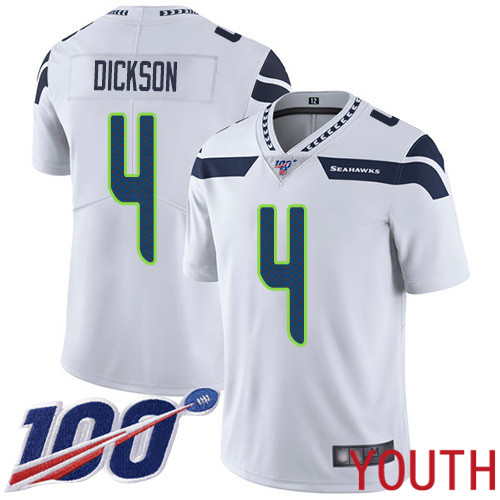 Seattle Seahawks Limited White Youth Michael Dickson Road Jersey NFL Football #4 100th Season Vapor Untouchable